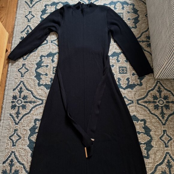 SANDRA DARREN Long Sleeve Tie Waist Midi Sweater Dress - Picture 1 of 3